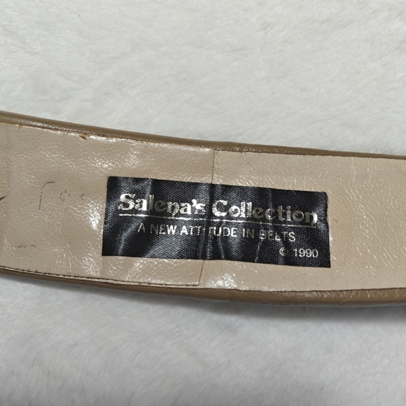 Salena's Collection Womens Belt Leather Tan Jeweled Buckle Boho Vintage Y2K - Picture 6 of 6